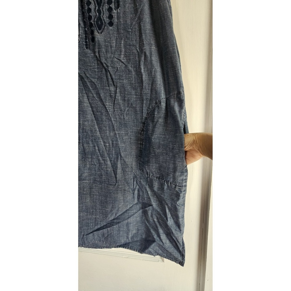 J Jill tencel linen blend chambray shift tank dress Sz L pockets - Picture 4 of 7